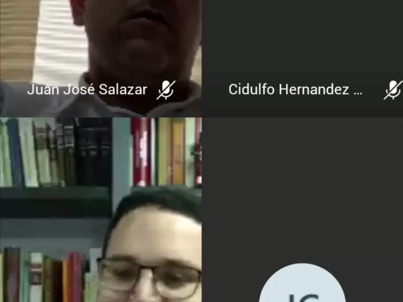 En la parte superior (Juan José Salazar Cruz) y en la parte inferior su abogado defensor, Andrés Félipe Caballero durante la diligencia virtual