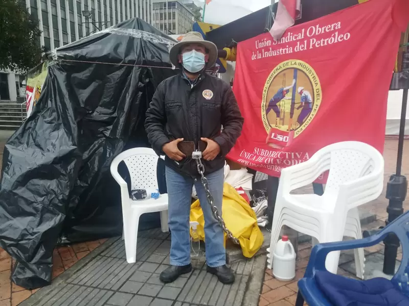 Protesta frente a Ecopetrol en Bogotá