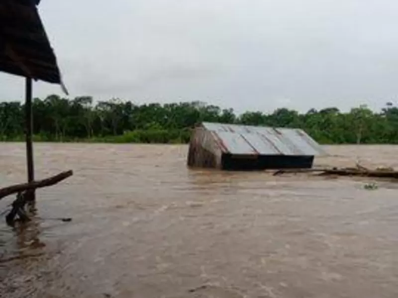 Las viviendas de madera quedaron casi que inundadas en su totalidad en Vigía del Fuerte.