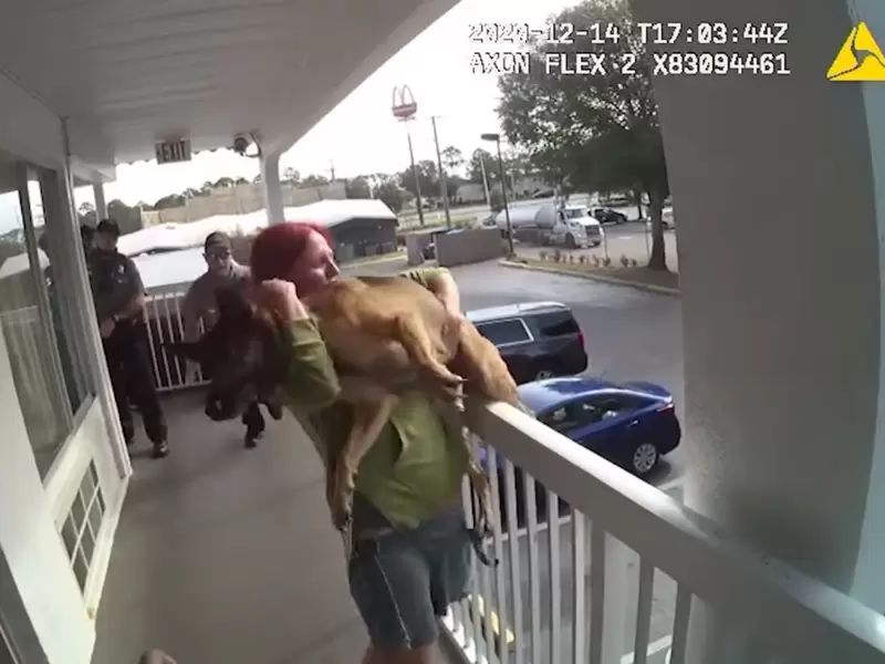 Mujer lanza perrita