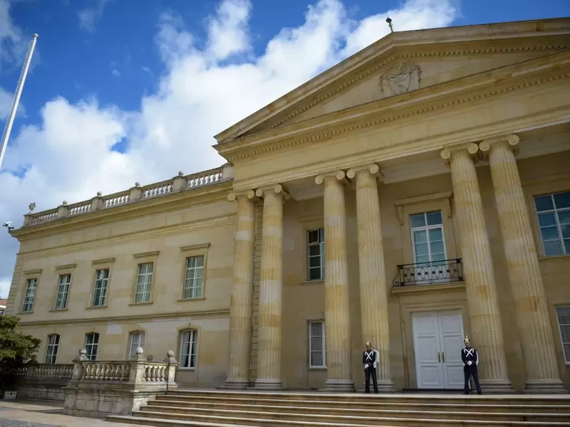 Fachada del palacio presidencial Casa de Nariño, en Bogotá.