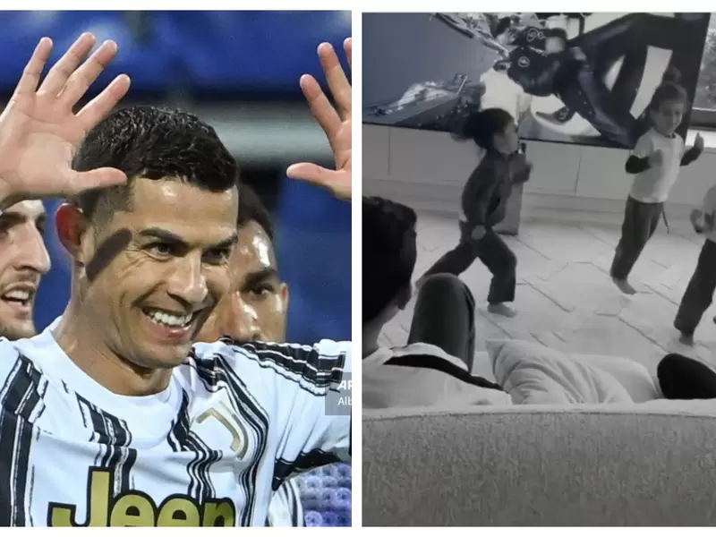 Cristiano Ronaldo; hijos de CR7 bailando
