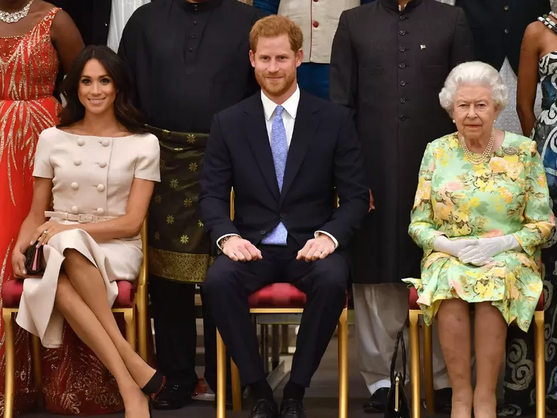 Meghan Markle, Harry y la reina Isabel II