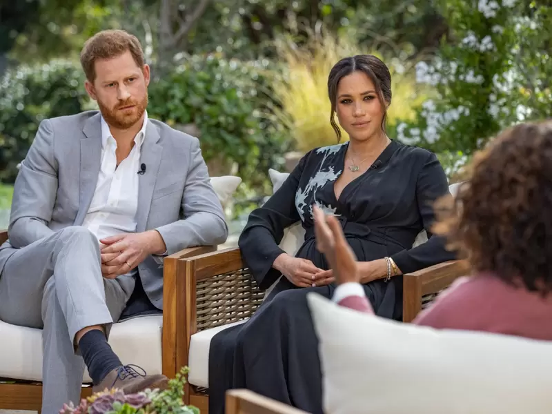 Meghan Markle y Harry en entrevista con Oprah Winfrey
