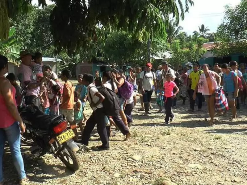 Imagen referencial de desplazamientos masivos en Cáceres, Antioquia.