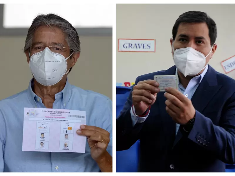 Guillermo Lasso y Andrés Arauz votaron en las elecciones en Ecuador