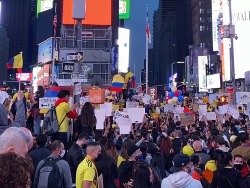 Colombianos protestas Nueva York