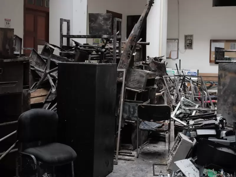 El despacho del alcalde fue uno de los más afectados.