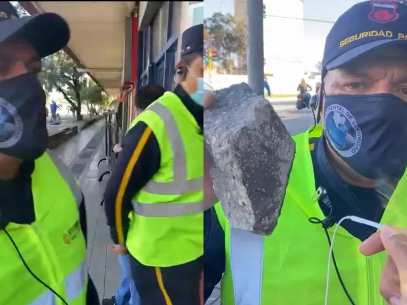Guarda de seguridad defendió la protesta en paz tras esquivar una pedrada