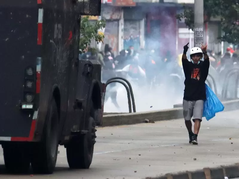 Disturbios en Bogotá durante las marchas