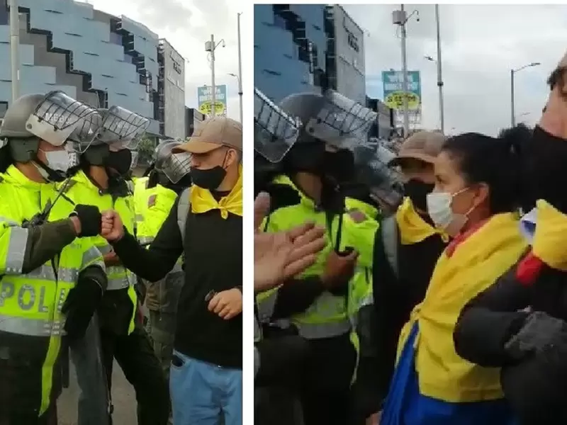 Manifestantes en Suba dialogan con la Policía