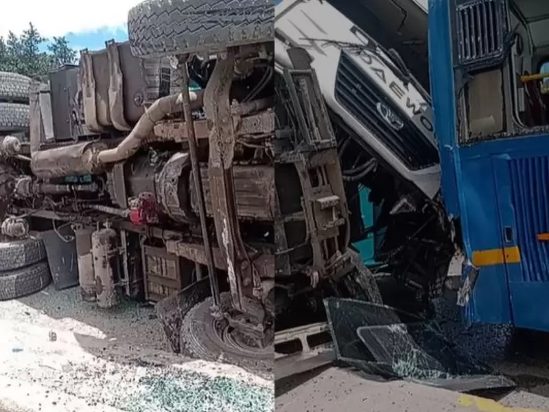 Monumental accidente entre tractomula y SITP en la Avenida Boyacá