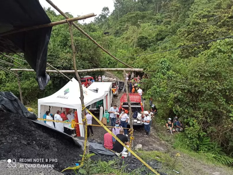 Lugar de la emergencia en una mina en Amagá, Antioquia.