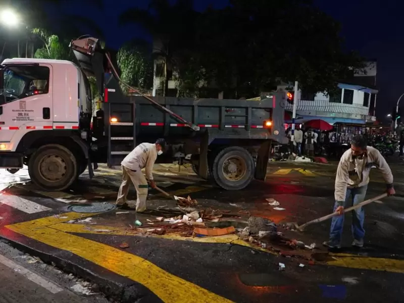 Daño en la Avenida De Greiff en el centro de Medellín.