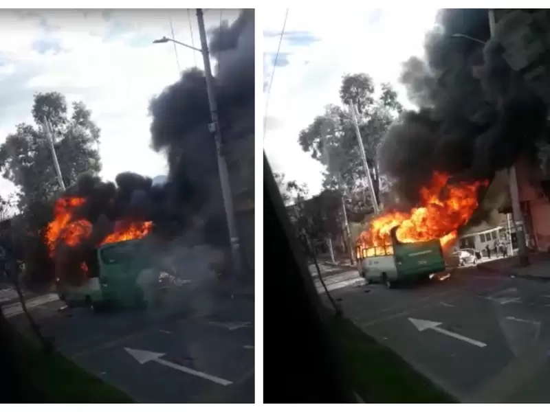Bus quemado en Bogotá