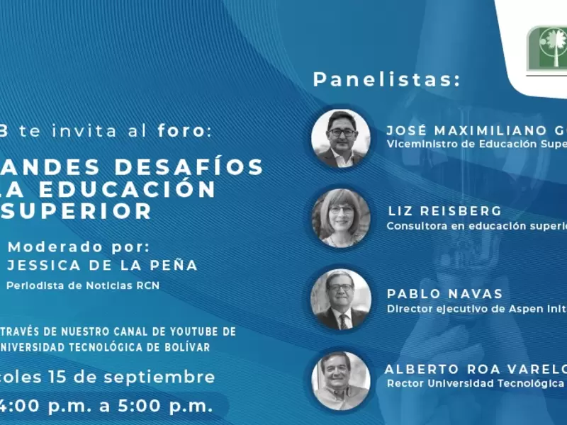 El evento se realizará este miércoles 15 de septiembre, desde la cuatro de la tarde, a través del Yotube de RCN Radio y Universidad Tecnológica de Bolívar.
