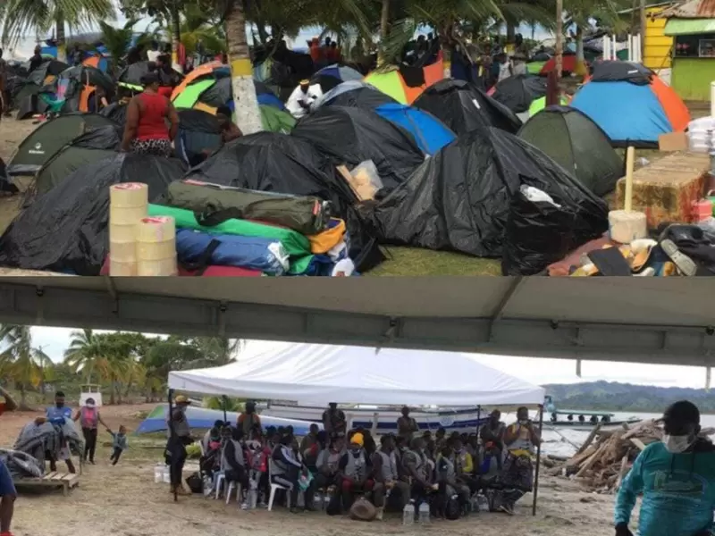 Migrantes en las playas de Necoclí, Antioquia.