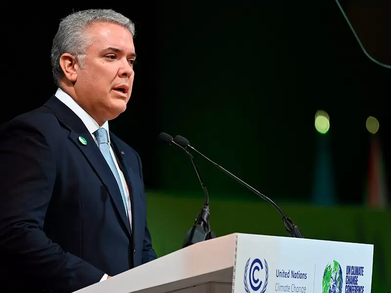 Iván Duque emite discurso en la COP26