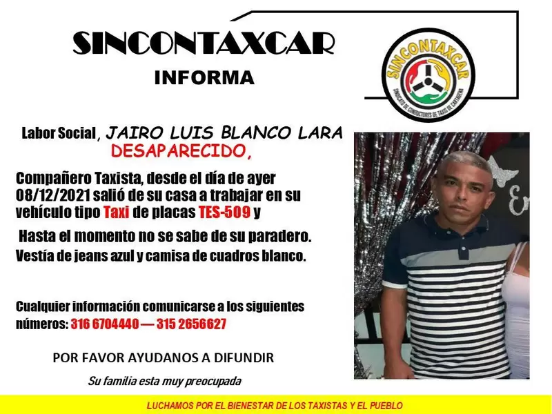 Jairo Luis Blanco Lara, desaparecido en Cartagena