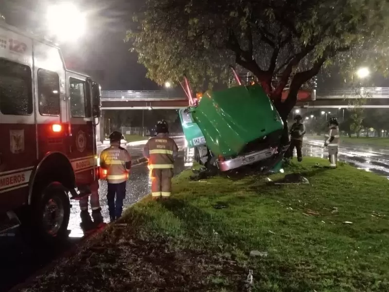Camión choca contra árbol en autonorte