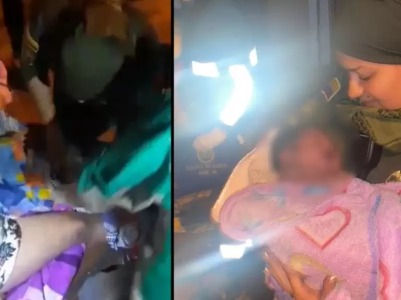 La madre fue atendida por uniformados de la Policía.