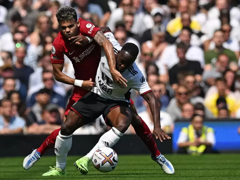 Luis Díaz en el partido de Liverpool ante Fulham por Premier League
