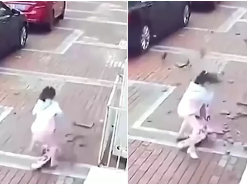 Pequeña se salvó de morir por centímetros: Casi le caen ladrillos encima