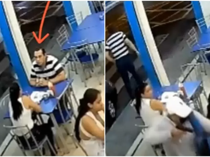 Hombre dejó botada a su pareja cuando un ladrón entro a robar un restaurante Hombre dejó botada a su pareja cuando un ladrón entro a robar un restaurante