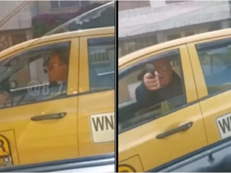 Taxista le apuntó con un arma a un colega por una discusión en Bogotá Taxista le apuntó con un arma a un colega por una discusión en Bogotá
