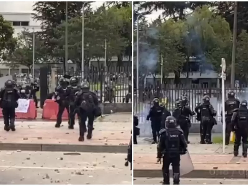 Marcha de la Primera Línea en Bogotá termina en disturbios c Marcha de la Primera Línea en Bogotá termina en disturbios