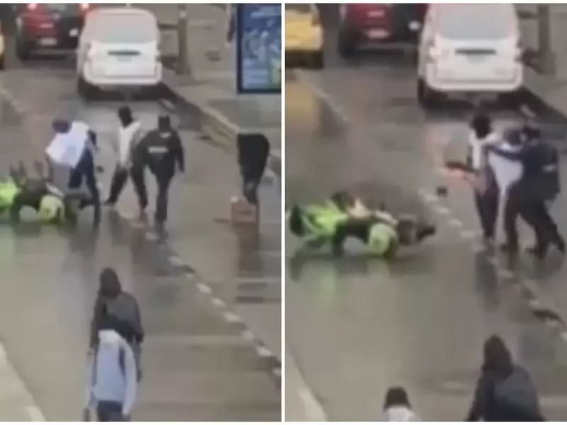 Encapuchados queman moto de la Policía en Bogotá: VIDEO Encapuchados queman moto de la Policía en Bogotá: VIDEO