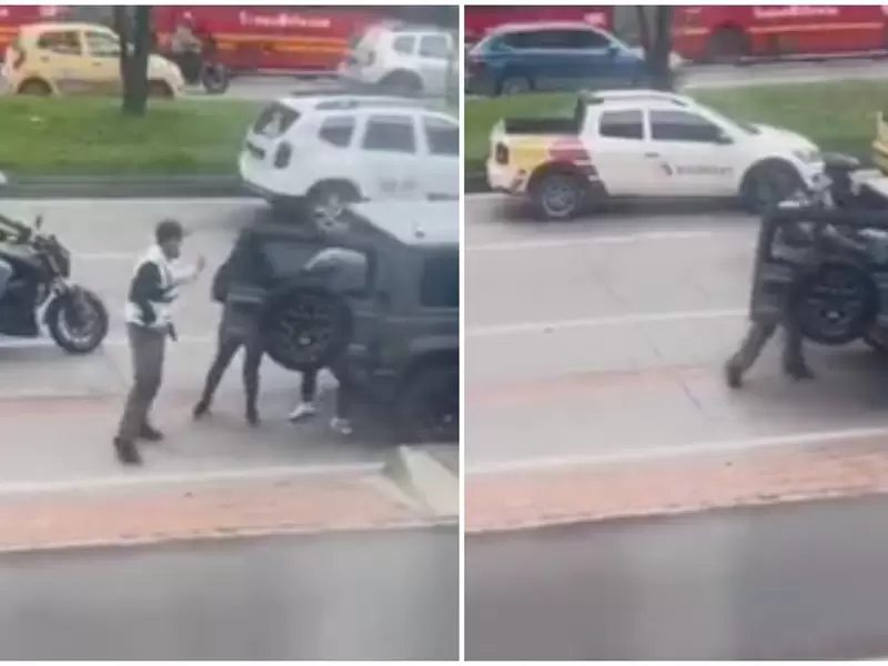 Tiroteo a plena luz del día en Bogotá: se iban a robar un carro: VIDEO Tiroteo a plena luz del día en Bogotá: se iban a robar un carro: VIDEO
