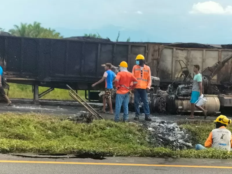 Uno de los vehículos incinerados.