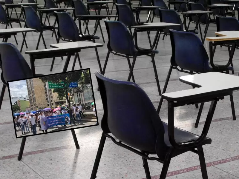 Profesores cancelaron clases para marchar a favor de Petro