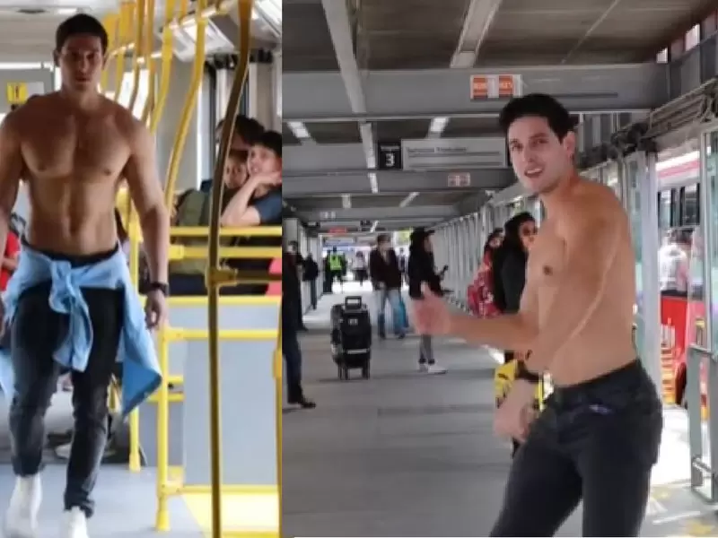 Hombre causa sensación por bailar y modelar en Transmilenio Hombre causa sensación por bailar y modelar en Transmilenio