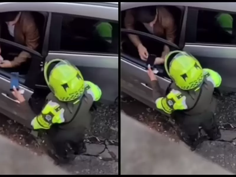 Graban presunto caso de soborno a una policía de tránsito: todos quedaron expuestos