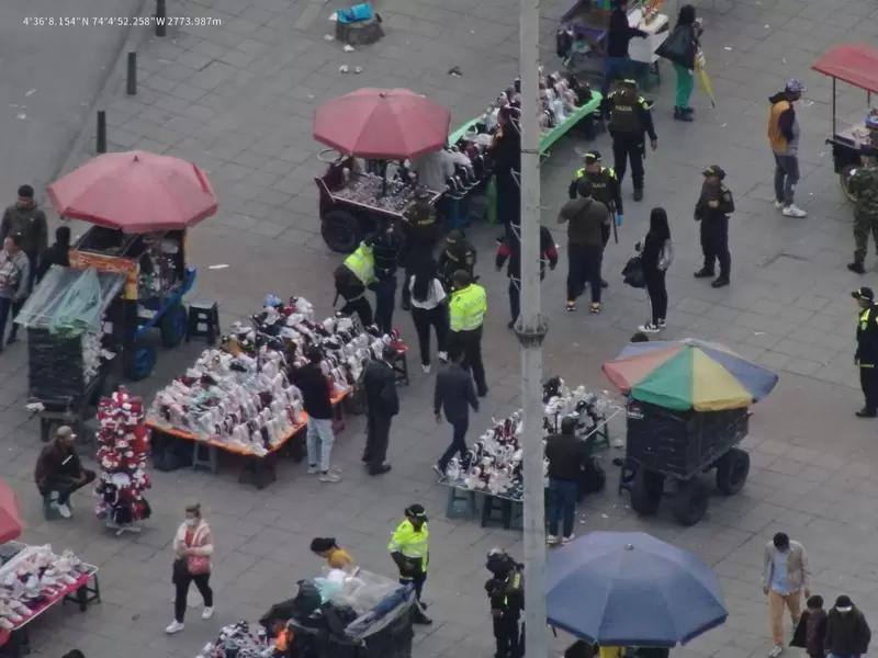 Con drones autoridades refuerzan seguridad en el centro de Bogotá