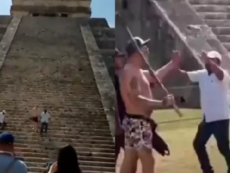 Golpean a turista por escalar pirámide de Chichén Itzá