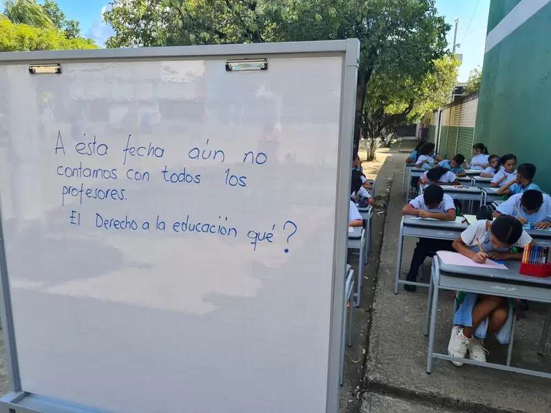 Alumnos en protesta en Tibú