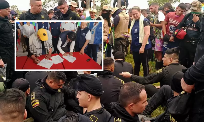 The police in Caquetá was a kidnapping, but the Government had to change the term to negotiate release The agreements reached by the Government with the peasants who kidnapped policemen in Caquetá