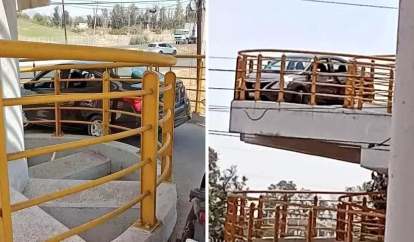 Driver stuck on a bridge