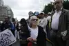 También varios ciudadanos de la tercera edad se sumaron a la marcha contra el terrorismo.
